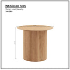 Tavolino rotondo con gamba scanalata e design a doghe, 45 cm, in rovere