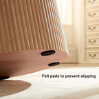 Tavolino rotondo con gamba scanalata e design a doghe, 45 cm, in rovere