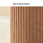 Tavolino rotondo con gamba scanalata e design a doghe, 45 cm, in rovere