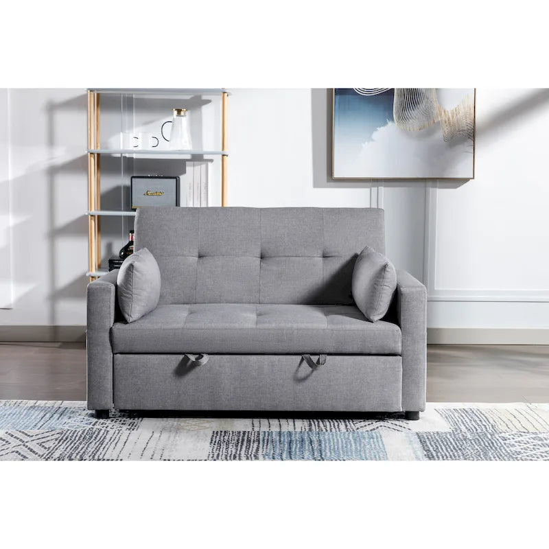 Divano letto convertibile 3-in-1 in lino da 55" con tasche portaoggetti e cuscini