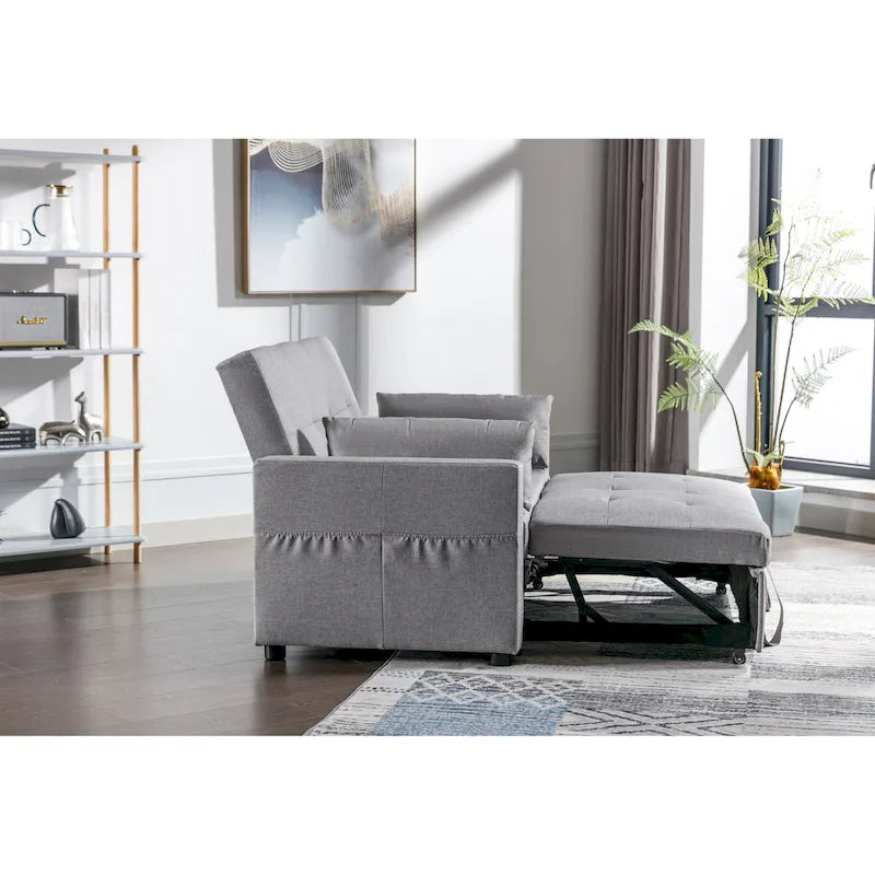 Divano letto convertibile 3-in-1 in lino da 55" con tasche portaoggetti e cuscini