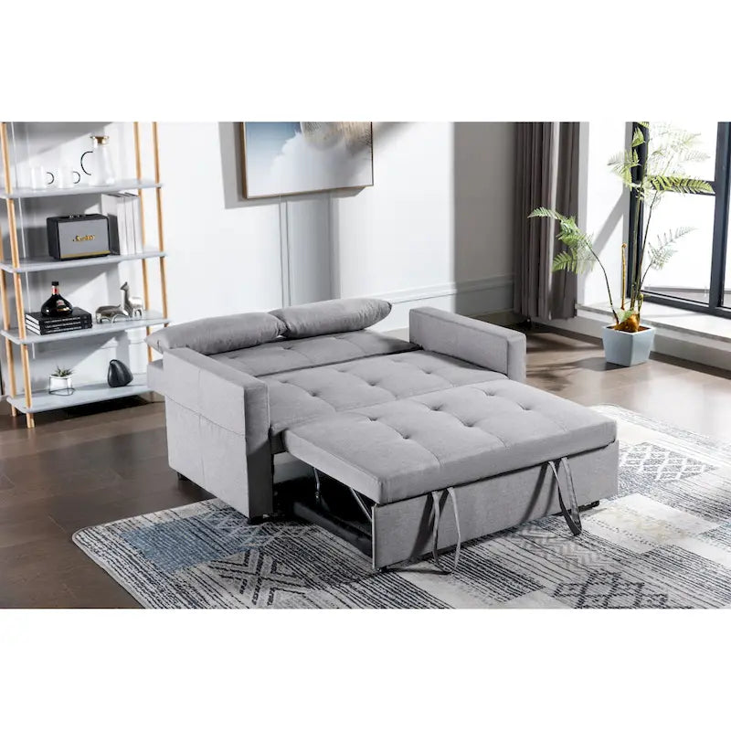 Divano letto convertibile 3-in-1 in lino da 55" con tasche portaoggetti e cuscini