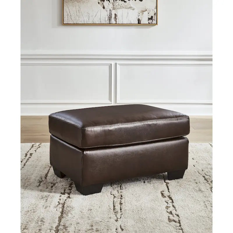 Pouf imbottito con ripiano in pelle e lati in similpelle