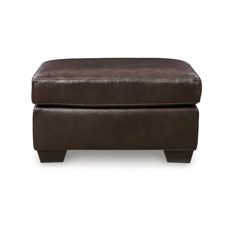 Pouf imbottito con ripiano in pelle e lati in similpelle