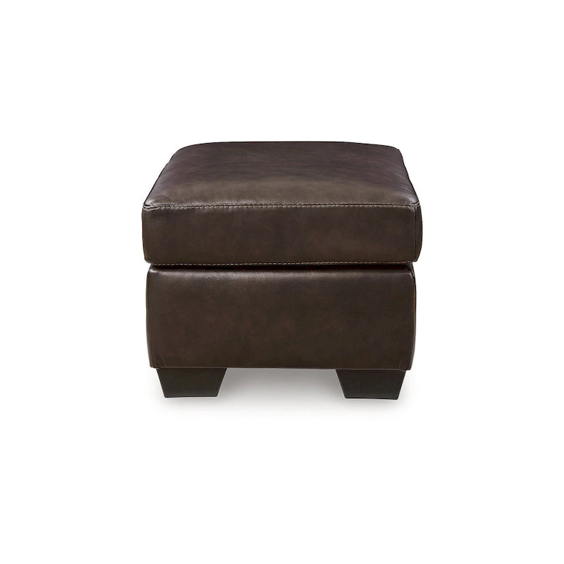 Pouf imbottito con ripiano in pelle e lati in similpelle