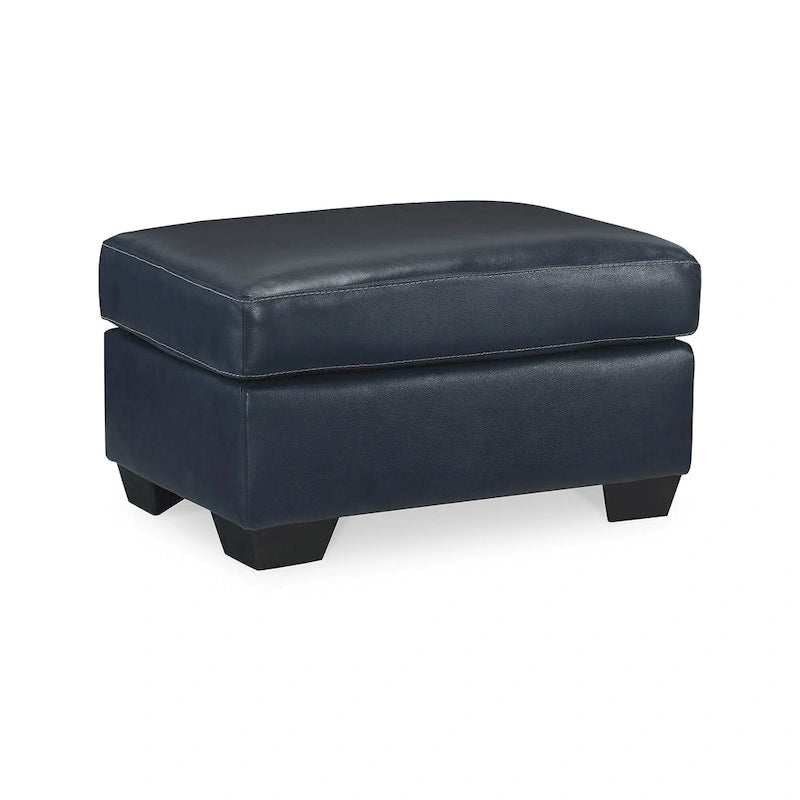 Pouf imbottito con ripiano in pelle e lati in similpelle
