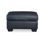 Pouf imbottito con ripiano in pelle e lati in similpelle