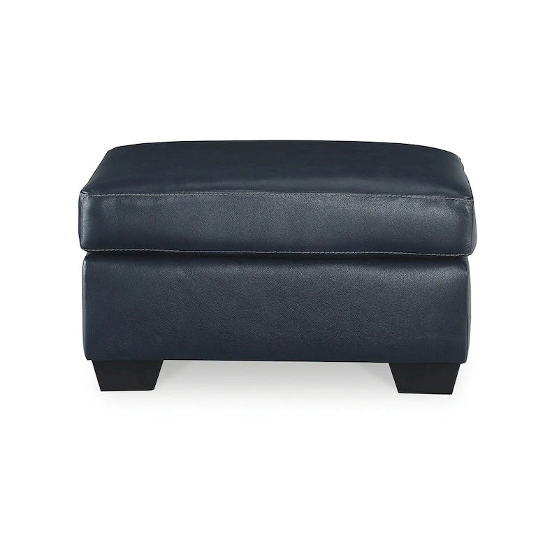 Pouf imbottito con ripiano in pelle e lati in similpelle
