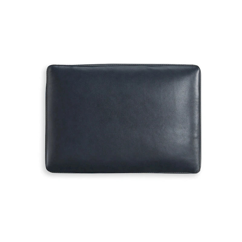 Pouf imbottito con ripiano in pelle e lati in similpelle