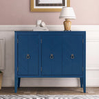 Roomfitters Adjustable Shelf Storage Sideboard with Retro Metal Handles and Pinewood Legs for Living Room, Study