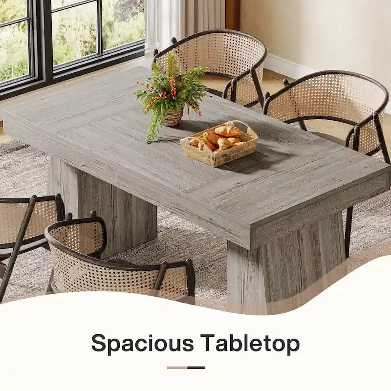 Tavolo da pranzo rettangolare da 55 pollici per 4-6 persone, piano in MDF con gambe in metallo