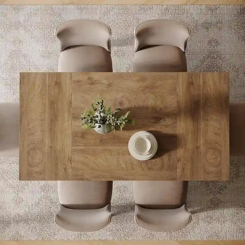 Tavolo da pranzo rettangolare da 55 pollici per 4-6 persone, piano in MDF con gambe in metallo