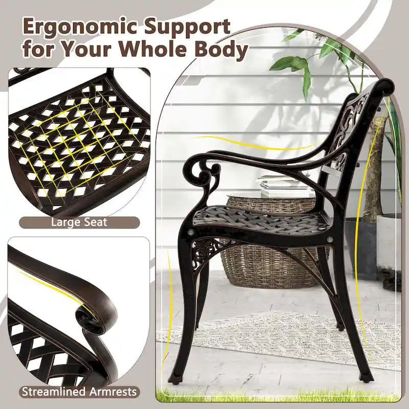 Sedie da patio in alluminio pressofuso (set da 2 o 4)