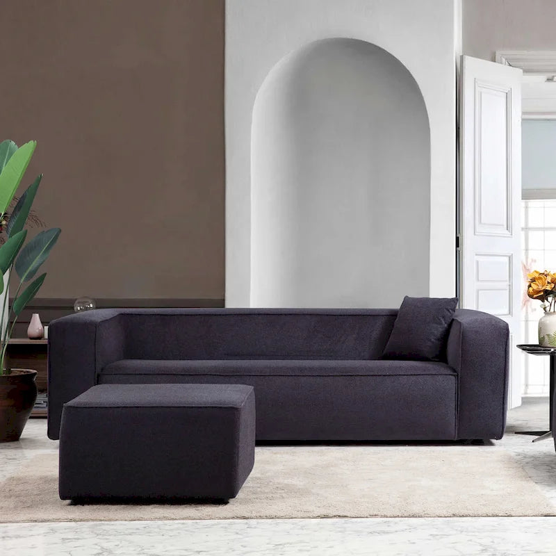 Divano da salotto in bouclé stile Mid-Century Modern