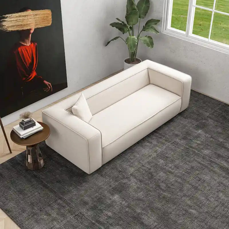 Divano da salotto in bouclé stile Mid-Century Modern