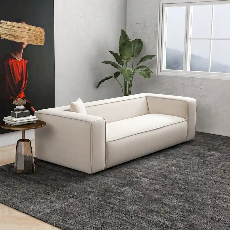Divano da salotto in bouclé stile Mid-Century Modern