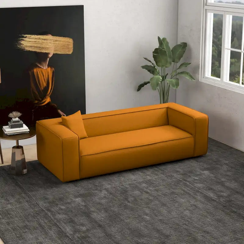 Divano da salotto in bouclé stile Mid-Century Modern