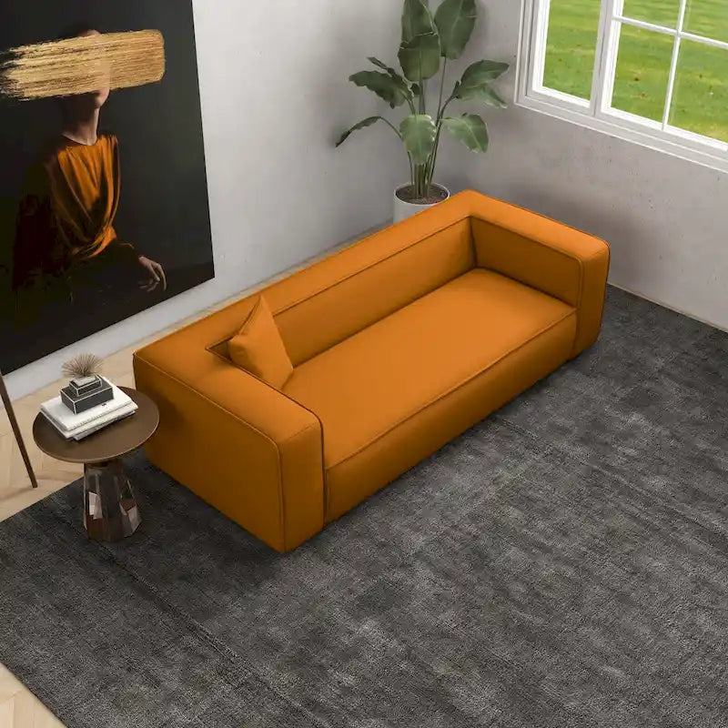 Divano da salotto in bouclé stile Mid-Century Modern