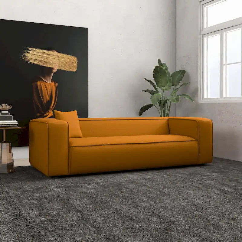 Divano da salotto in bouclé stile Mid-Century Modern