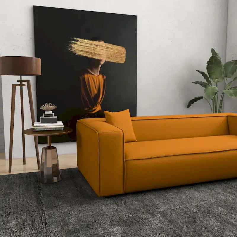 Divano da salotto in bouclé stile Mid-Century Modern