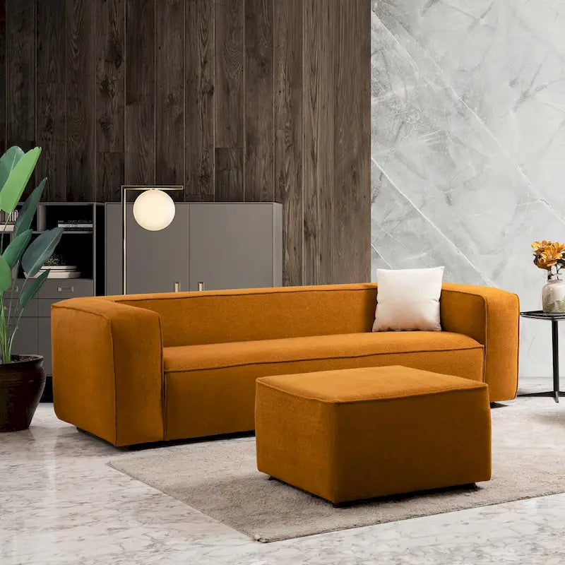 Divano da salotto in bouclé stile Mid-Century Modern
