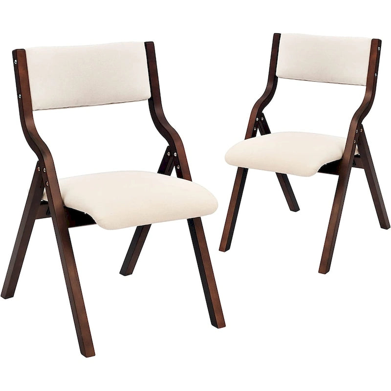 Sedie da pranzo pieghevoli con seduta e schienale imbottiti, set da 2 – Beige