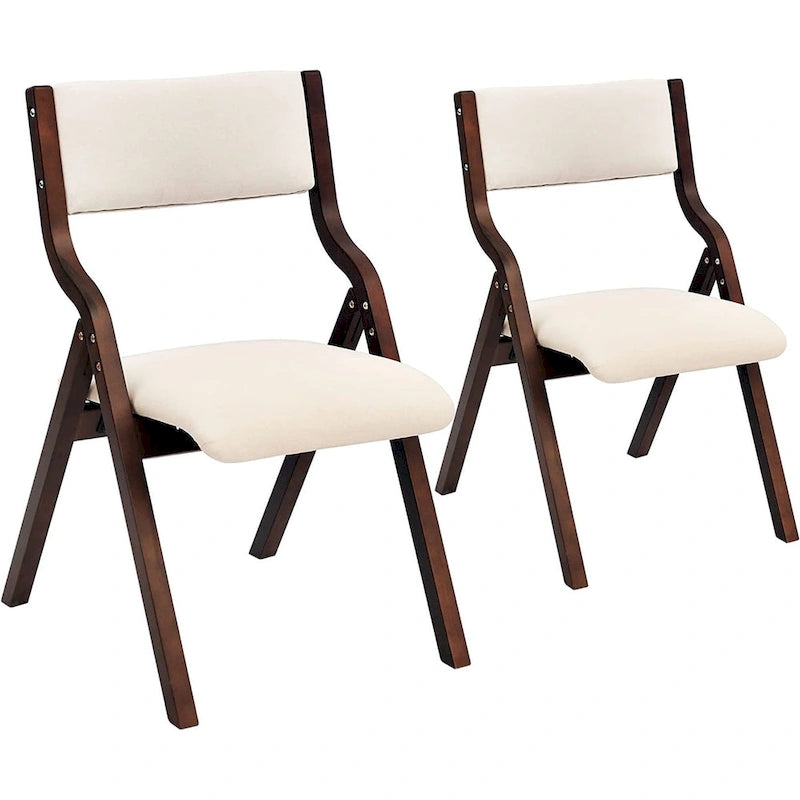 Sedie da pranzo pieghevoli con seduta e schienale imbottiti, set da 2 – Beige