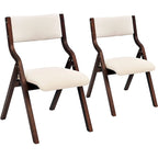 Sedie da pranzo pieghevoli con seduta e schienale imbottiti, set da 2 – Beige