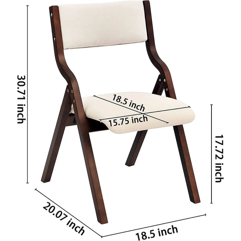 Sedie da pranzo pieghevoli con seduta e schienale imbottiti, set da 2 – Beige