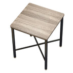 Tavolino Laterale Quadrato con Piano in Legno da 19 Pollici e Base in Metallo