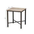 Tavolino Laterale Quadrato con Piano in Legno da 19 Pollici e Base in Metallo