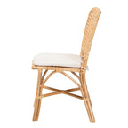 Sedia da pranzo bohémien in rattan naturale marrone con cuscino rimovibile