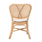 Sedia da pranzo bohémien in rattan naturale marrone con cuscino rimovibile