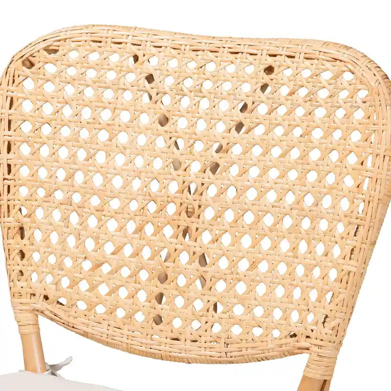 Sedia da pranzo bohémien in rattan naturale marrone con cuscino rimovibile