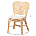 Sedia da pranzo bohémien in rattan naturale marrone con cuscino rimovibile