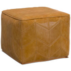 Pouf quadrato contemporaneo in pelle marrone
