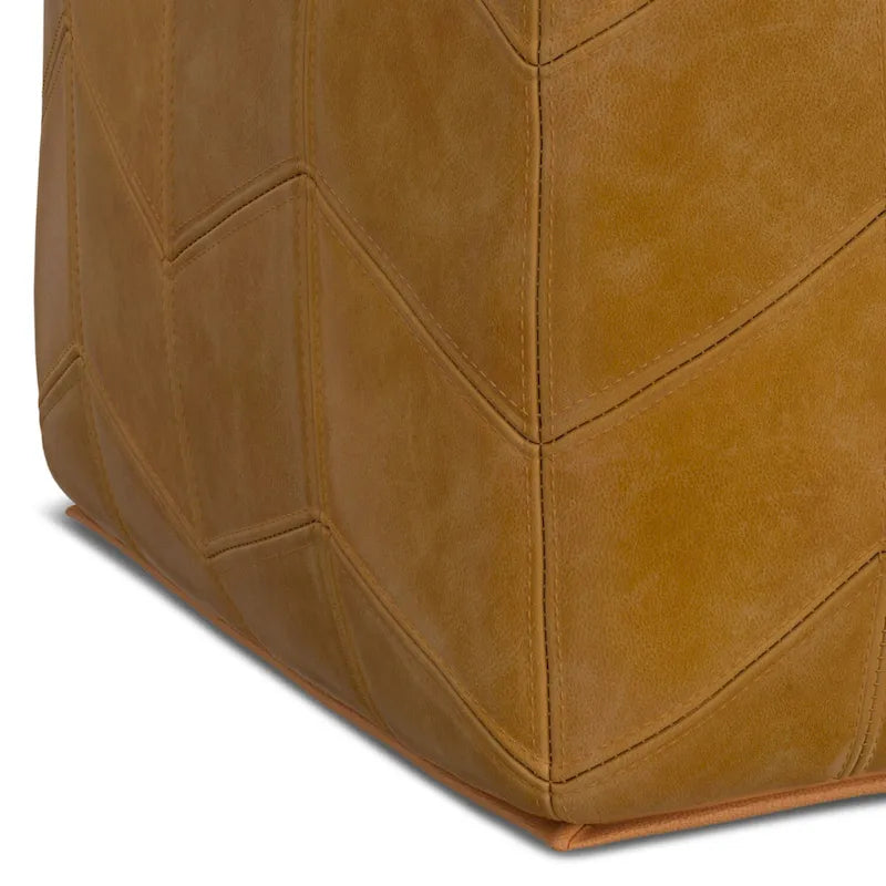 Pouf quadrato contemporaneo in pelle marrone