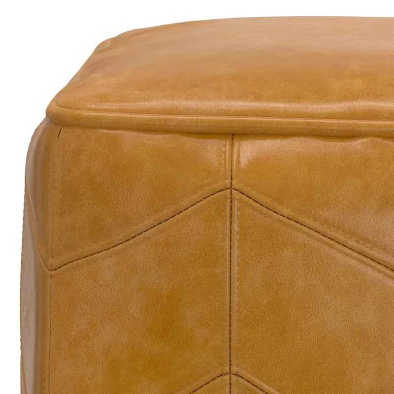 Pouf quadrato contemporaneo in pelle marrone