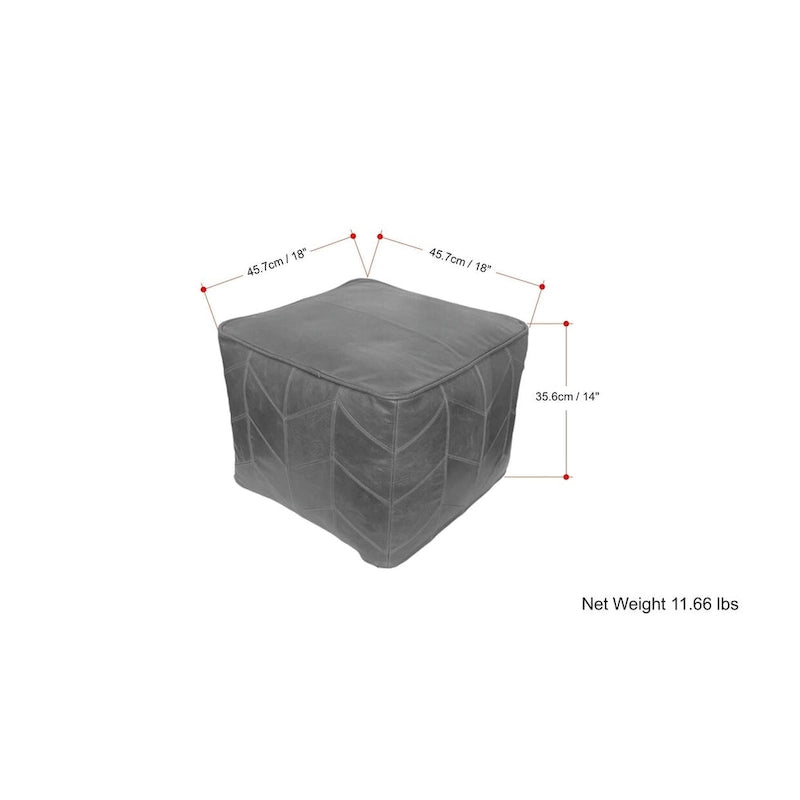Pouf quadrato contemporaneo in pelle marrone