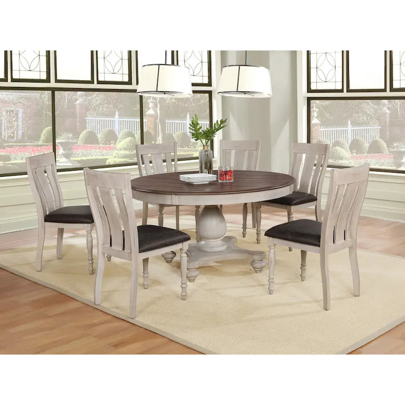 Set da pranzo rotondo con sedie - Finitura rovere anticato, 4 posti a sedere