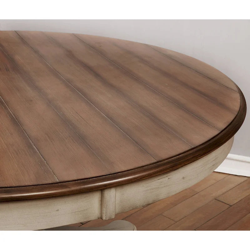 Set da pranzo rotondo con sedie - Finitura rovere anticato, 4 posti a sedere