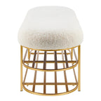 Panca in tessuto shearling con ripiano