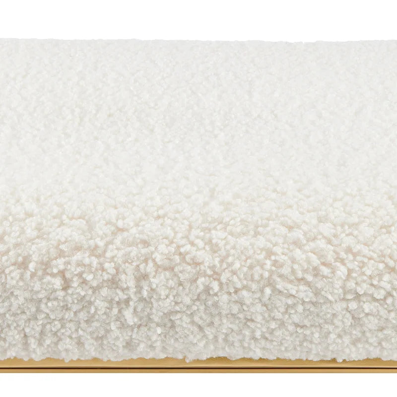 Panca in tessuto shearling con ripiano