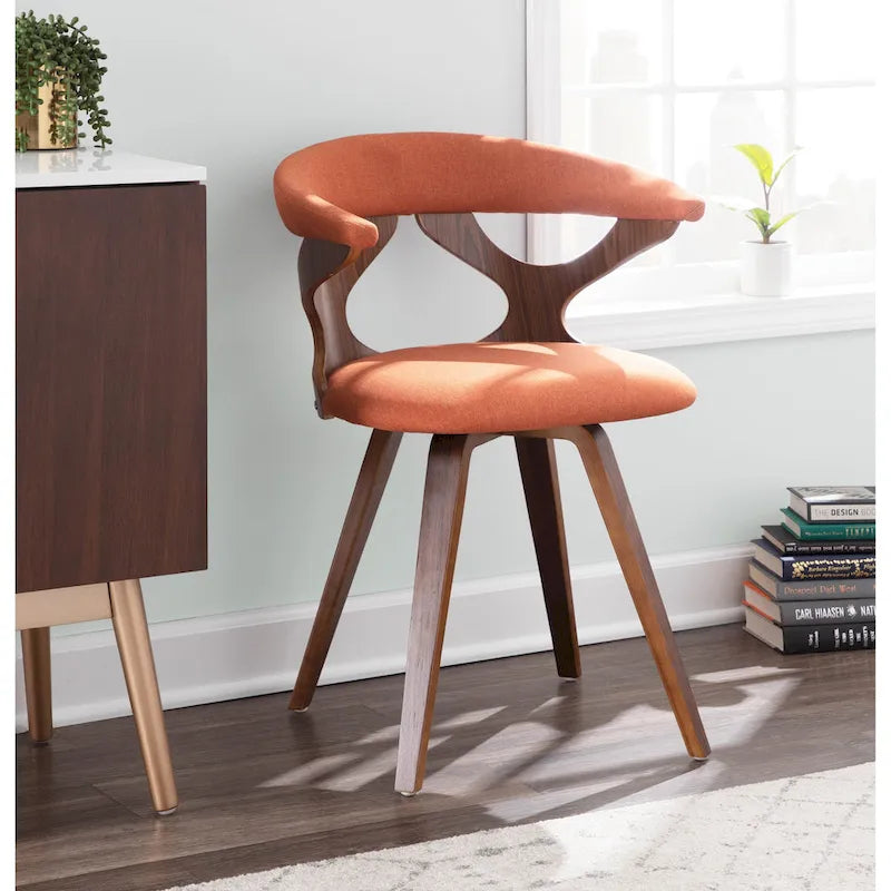 Poltroncina Mid-Century Modern con finitura noce