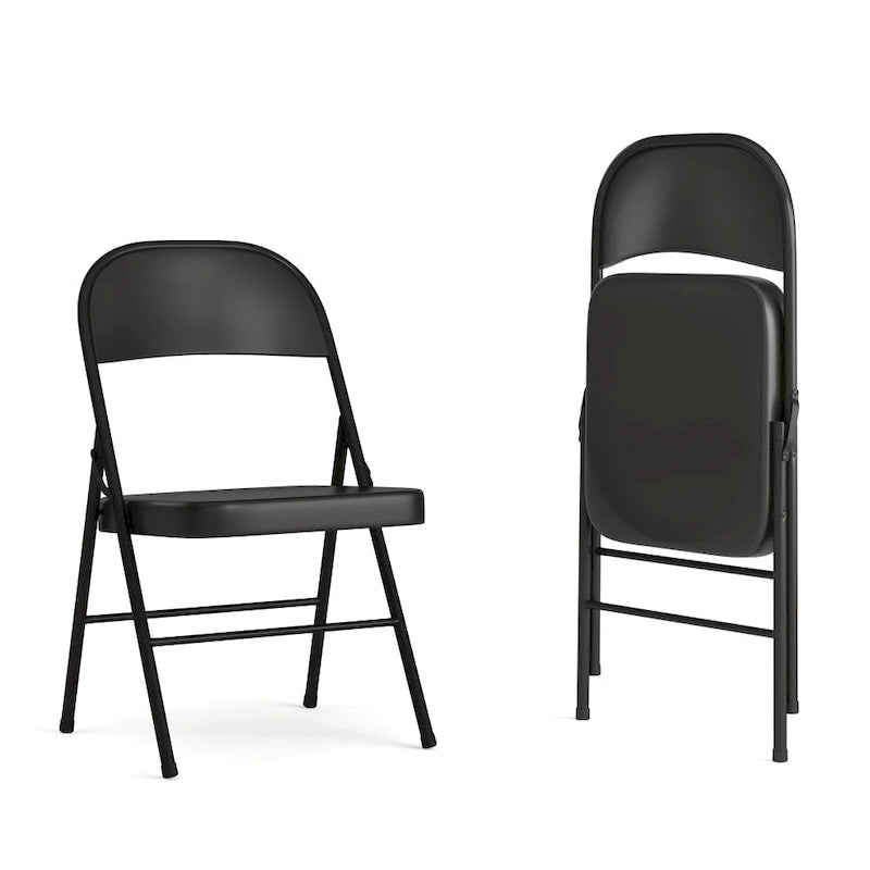 Sedia pieghevole in metallo con poggiapiedi - Set da 2