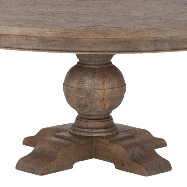Tavolo da pranzo rotondo da 137 cm in teak grigio stagionato
