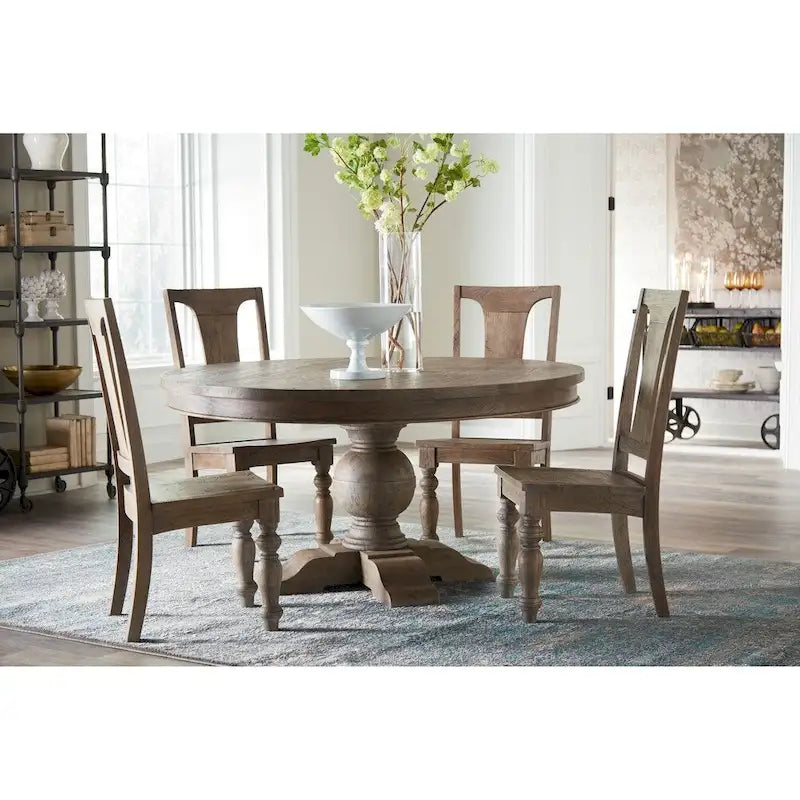 Tavolo da pranzo rotondo da 137 cm in teak grigio stagionato