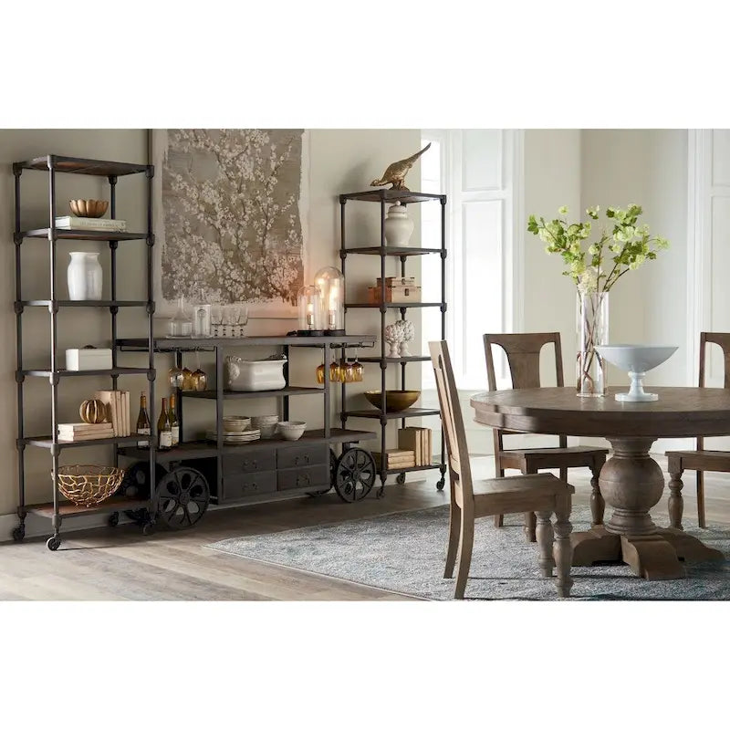 Tavolo da pranzo rotondo da 137 cm in teak grigio stagionato