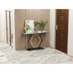 Console in pietra sinterizzata con base geometrica in metallo, 120 x 30 x 78 cm