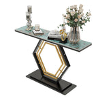 Console in pietra sinterizzata con base geometrica in metallo, 120 x 30 x 78 cm